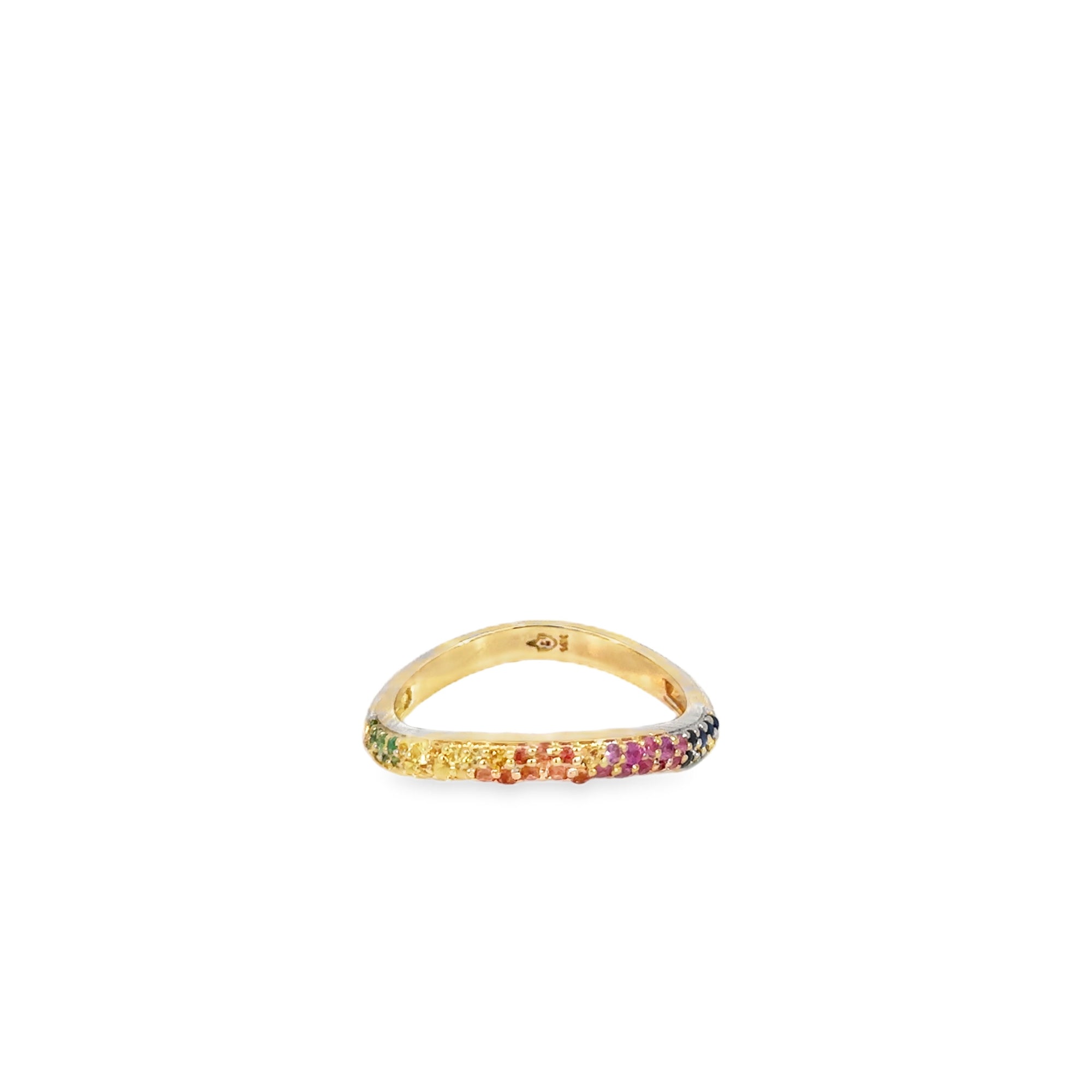 Multi Colored Tourmaline and Emerald Curved Ring