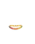 Multi Colored Tourmaline and Emerald Curved Ring