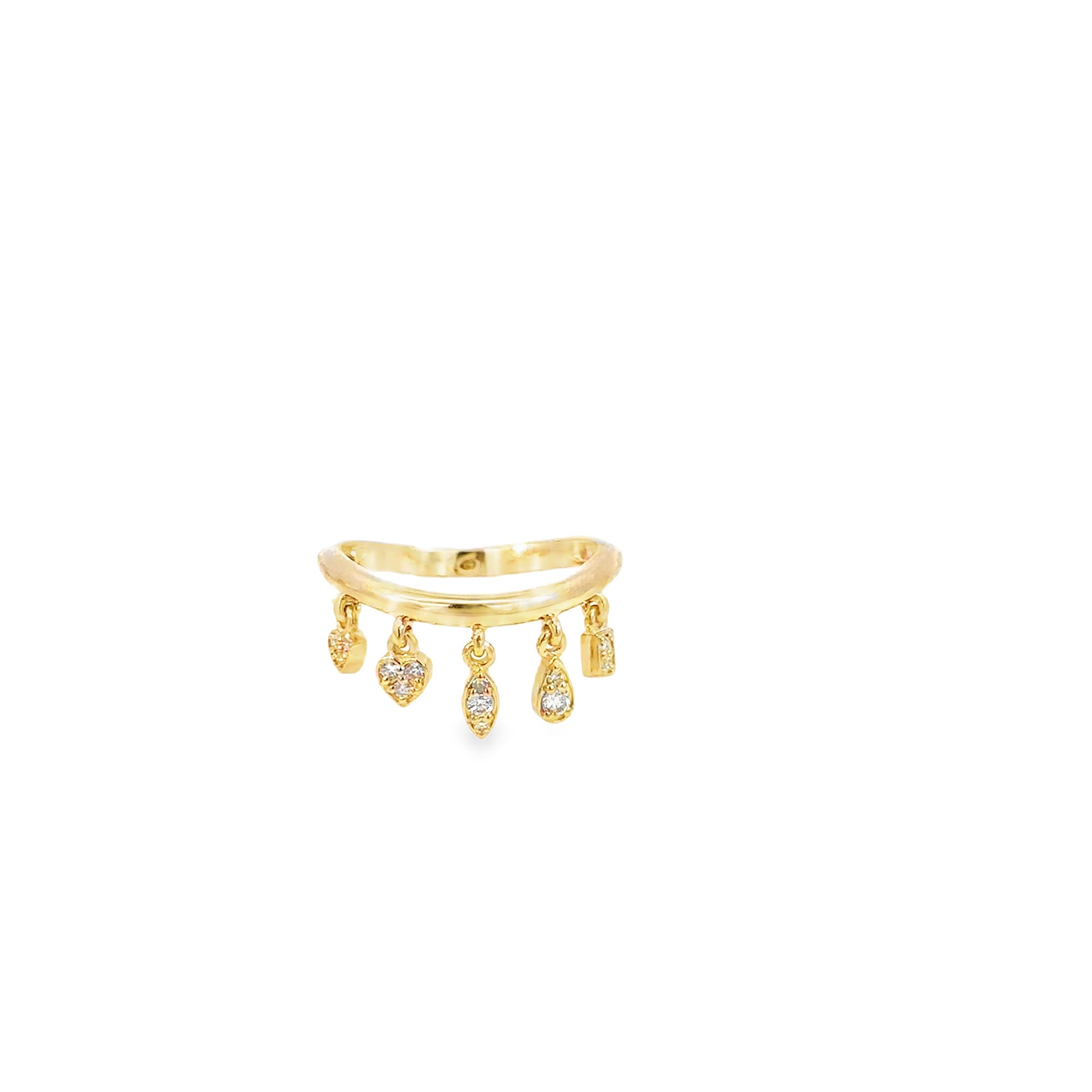 Diamond Mixed Shape Charm Curved Ring