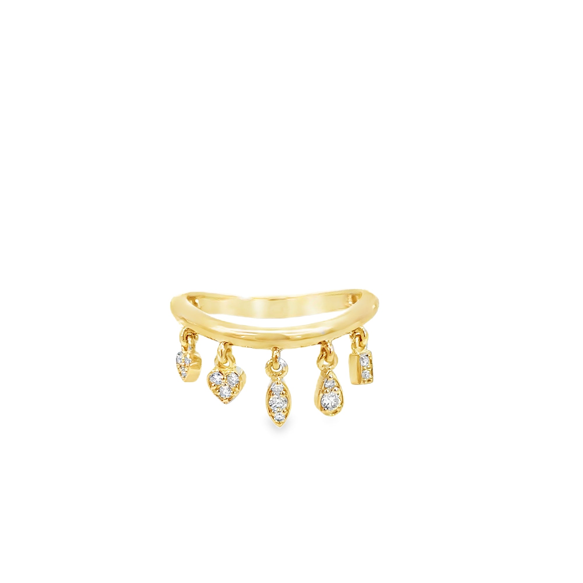 Diamond Mixed Shape Charm Curved Ring