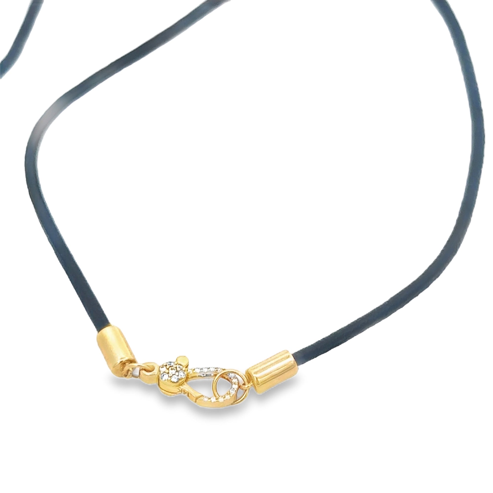 Leather Diamond Clasp Necklace