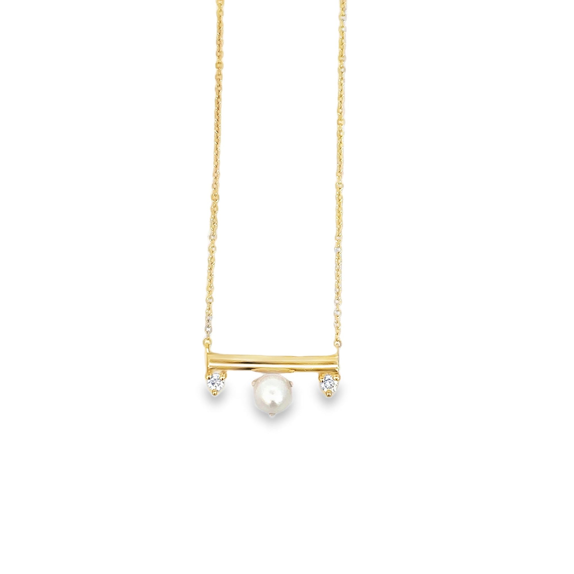 Diamond Pearl Bar Necklace