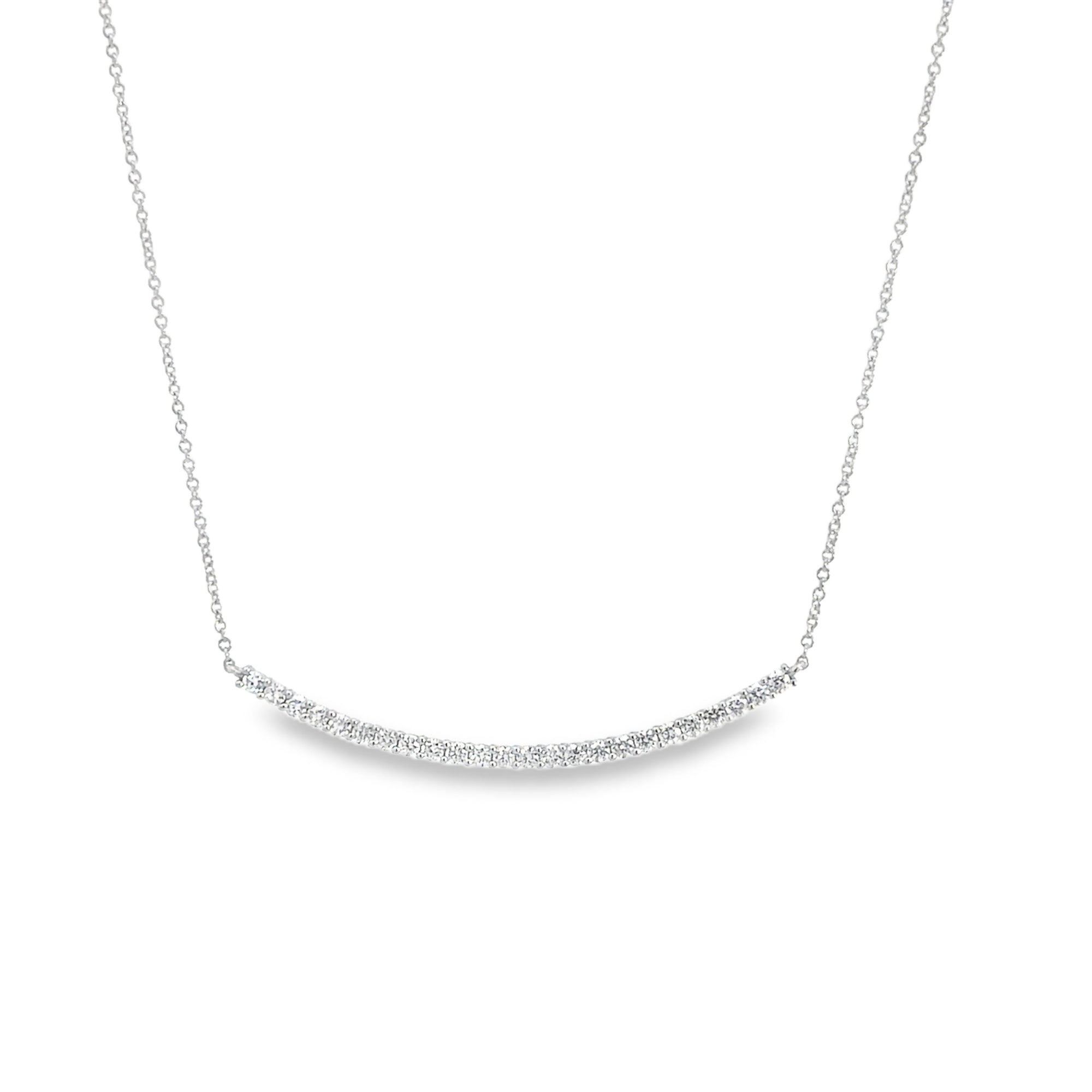 14k White Gold Diamond Bar Necklace