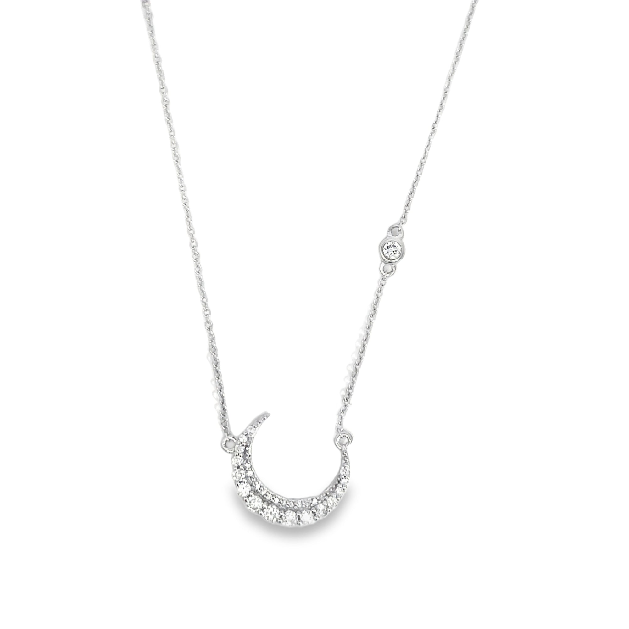 Crescent and Diamond Station Necklace