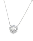 Moonstone Diamond Halo Necklace