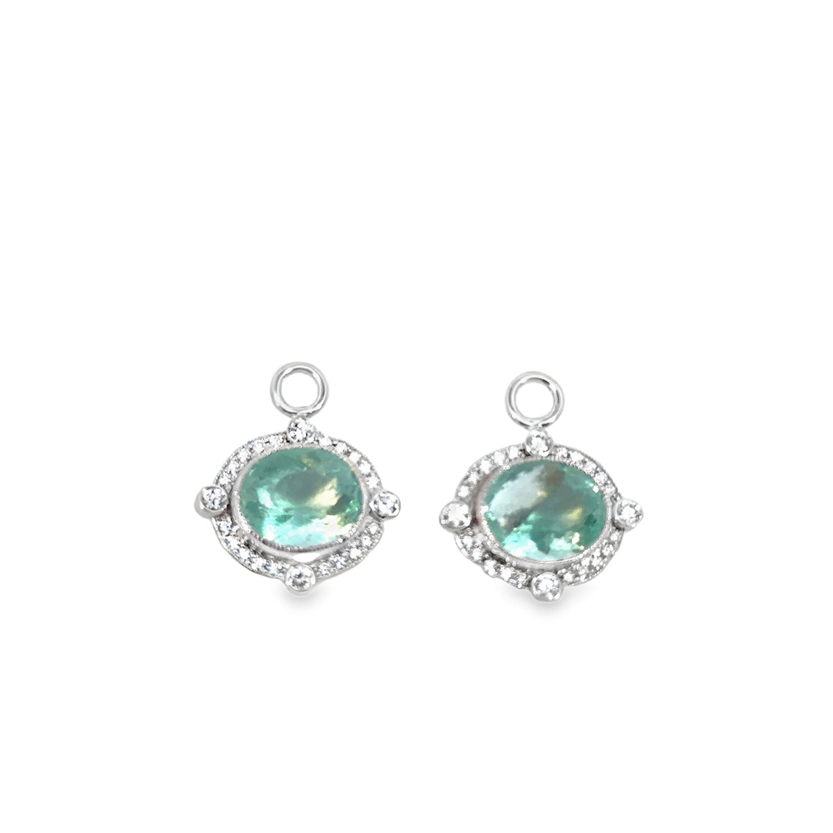 Astrid Earring Charms (14k White Gold, Diamond, and Fluorite)