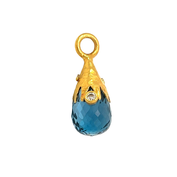 London Blue Topaz and 24k Gold Pendant