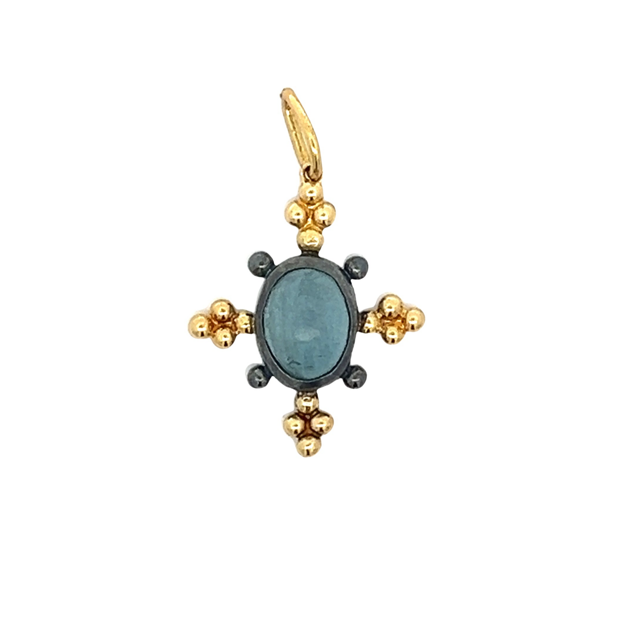 Chalcedony and Gold Granulation Pendant