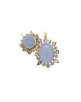 Chalcedony and Tanzanite Halo Earrings