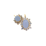 Chalcedony and Tanzanite Halo Earrings