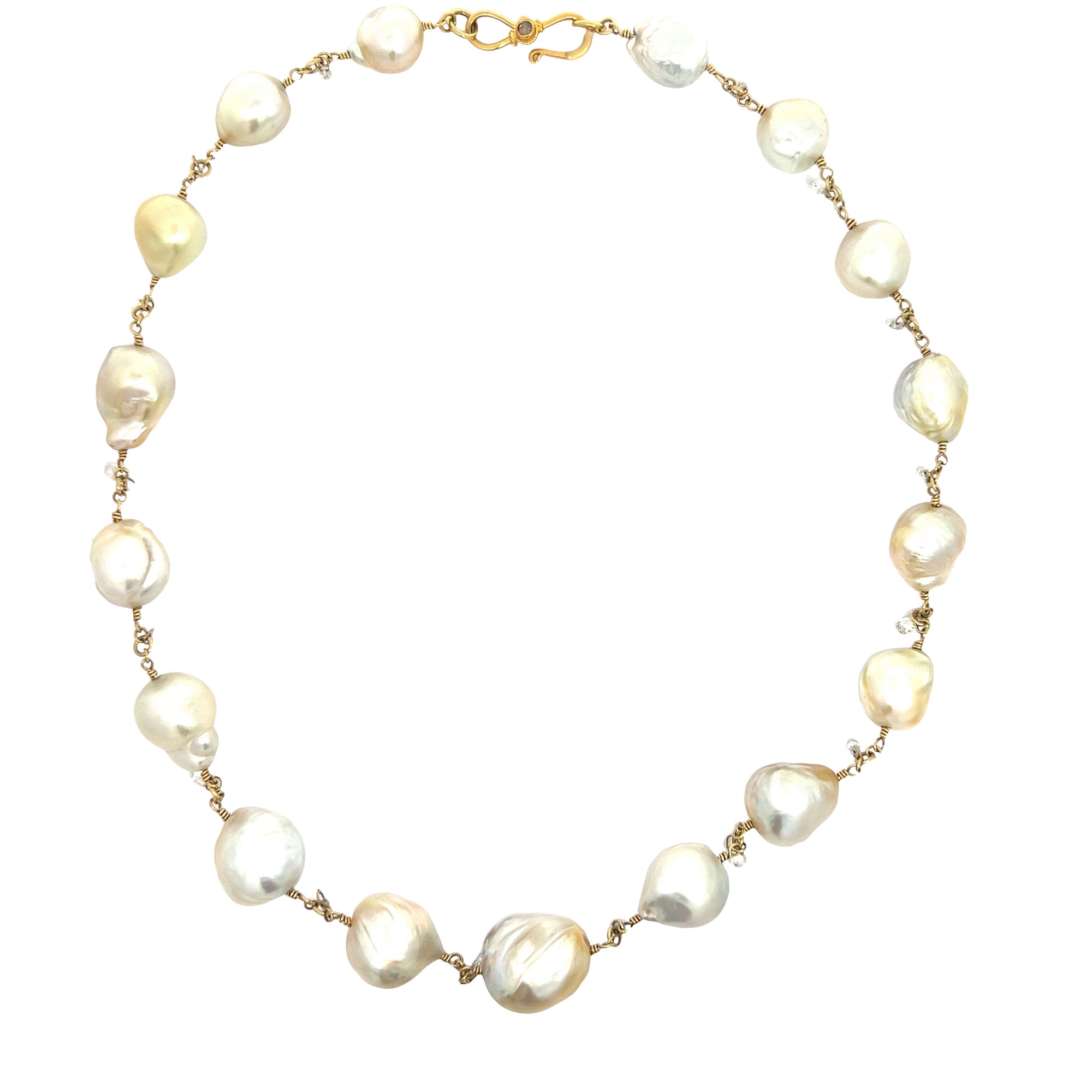 South Sea Pearl and Briolette Diamond Necklace