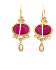 Ruby Cabochon and Garnet Earrings