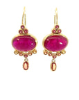 Ruby Cabochon and Garnet Earrings