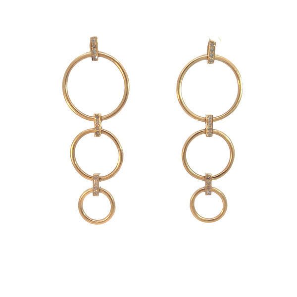 14k Graduated Circle Pavé Earrings with Posts