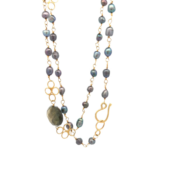 Labradorite and Freshwater Pearl Necklace