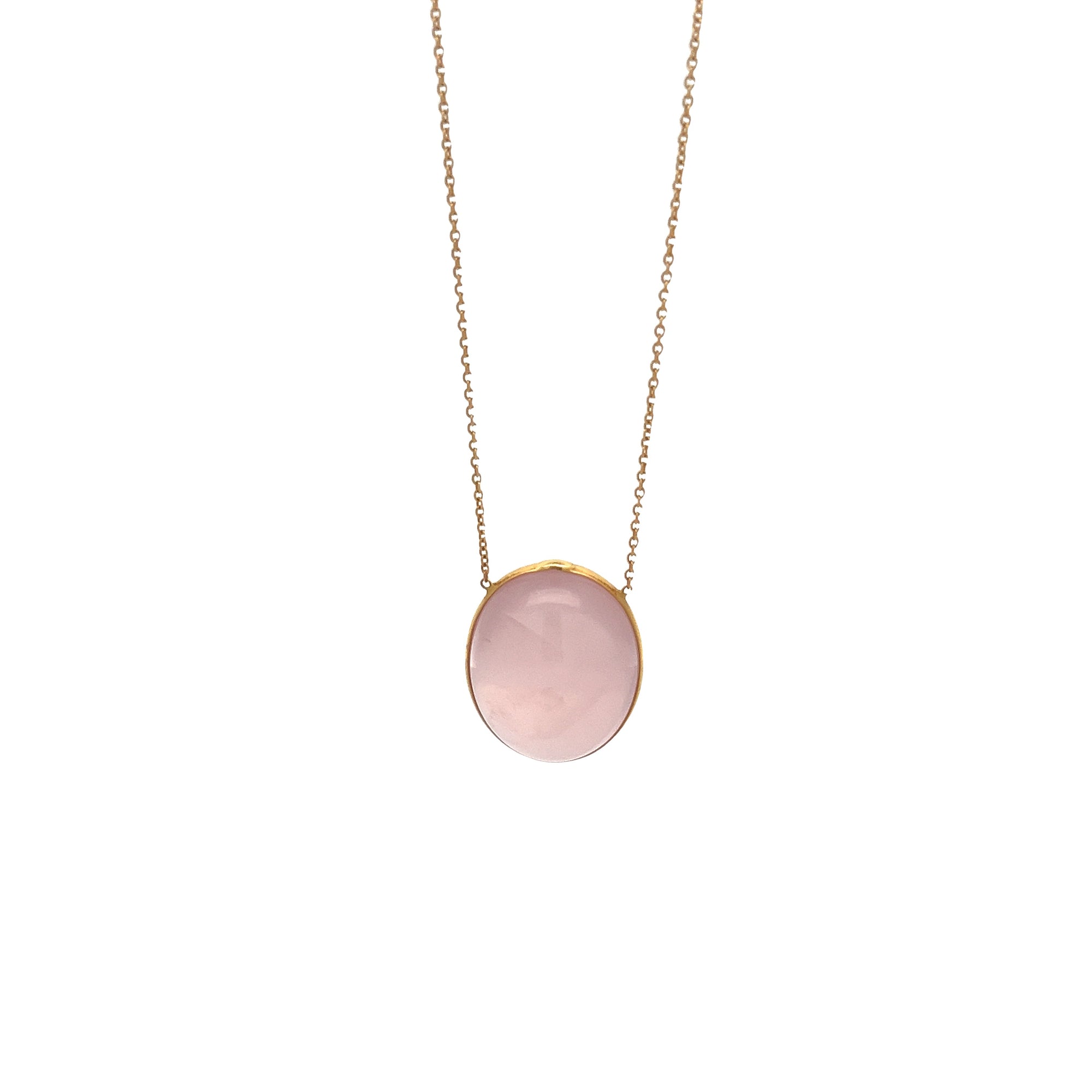 Rose Quartz Bezel Set Necklace