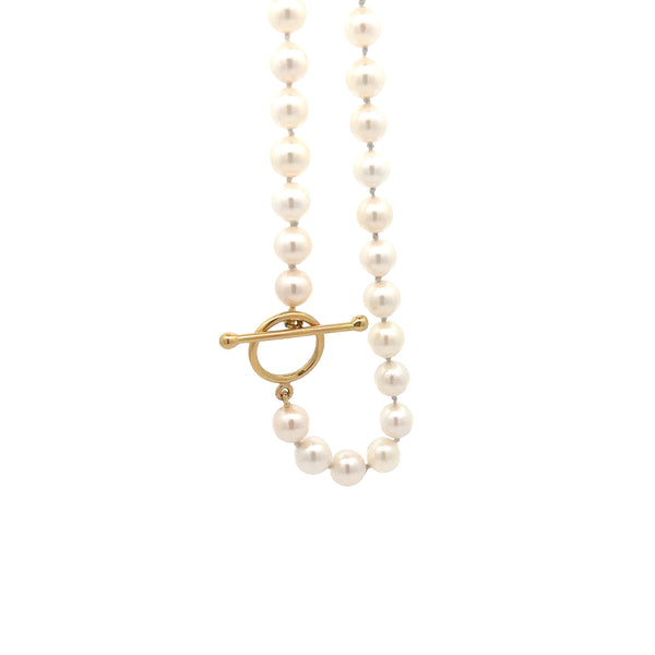 White Pearl Necklace with Toggle Clasp