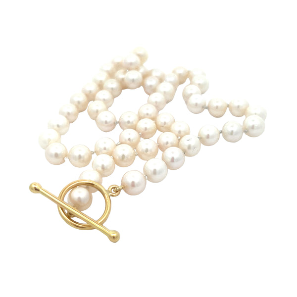 White Pearl Necklace with Toggle Clasp