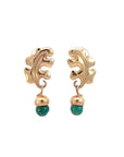 Royal Gold Malachite Leaf and Acorn Earrings