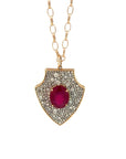 Ruby and Diamond Pave Shield Pendant