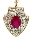 Ruby and Diamond Pave Shield Pendant