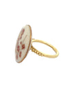 Vintage Japanese Porcelain Satsuma Button Ring