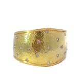 Shield Cuff With Stitch Set Diamonds