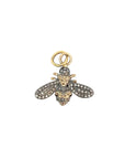 14k Gold and Oxidized Diamond Bee Pendant