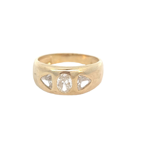 14k Yellow Gold Puffed Diamond Ring