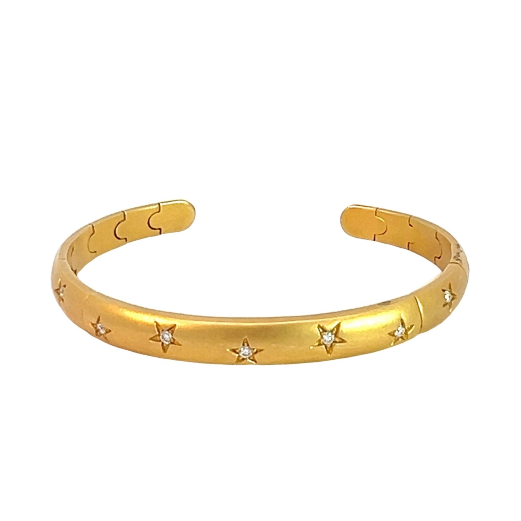 Gold and Diamond Star Cuff Bracelet