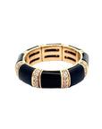 Black Onyx and Diamond Segment Ring (14k Yellow Gold, Black Onyx, Diamond)