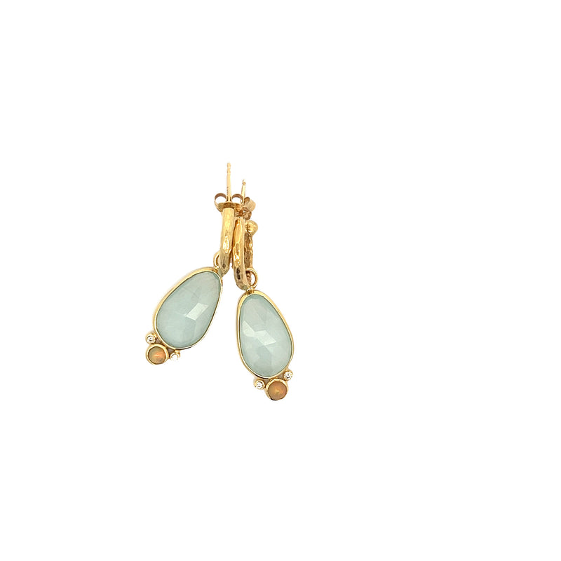 18k Chalcedony, Opal and Diamond Charms