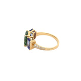 18k Gold Diamond, Tanzanite and Emerald Ring