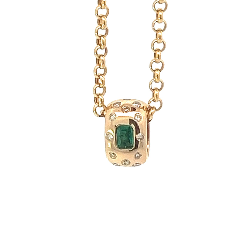 Emerald and Diamond Slide Pendant