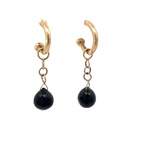 Black Spinel Round Charms in 18k