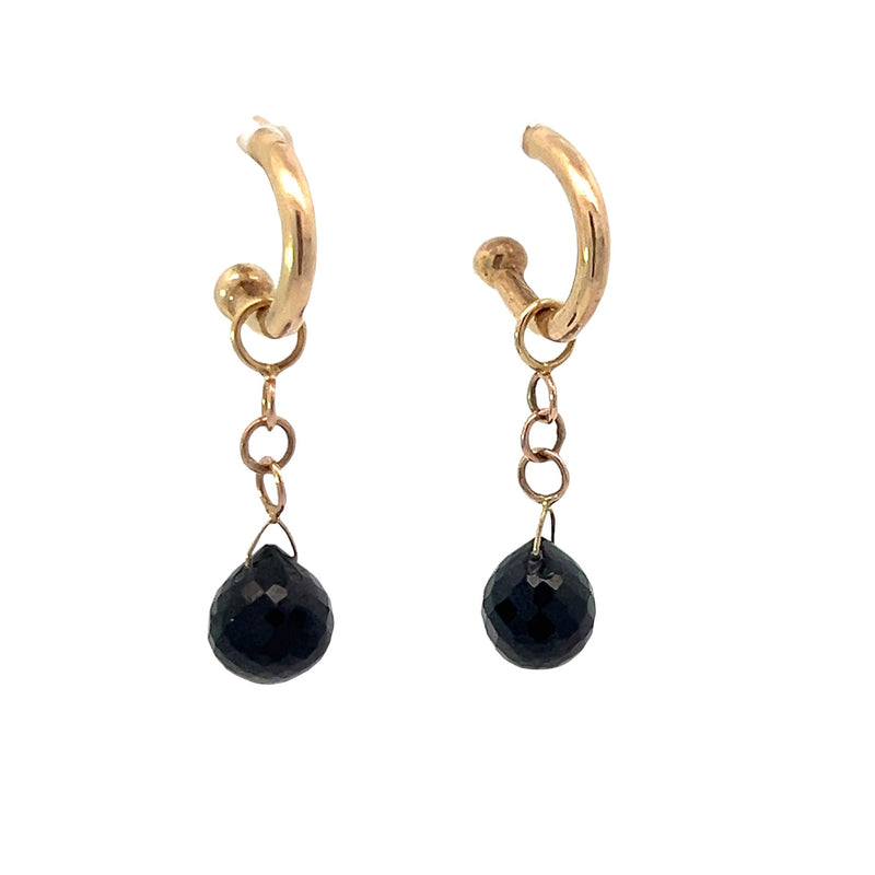 Black Spinel Round Charms in 18k