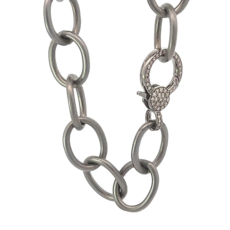 Chunky Oval Chain with Pave Diamond Clasp