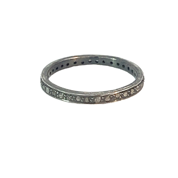 Silver and Diamond Stacking Ring