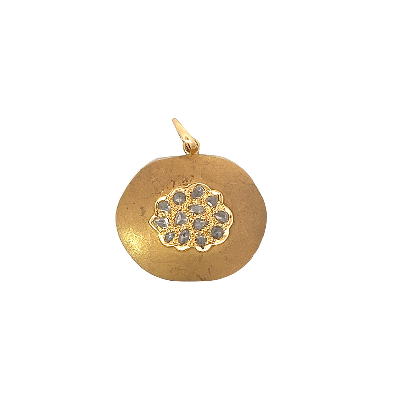 Brushed Gold and Diamond Slice Pendant