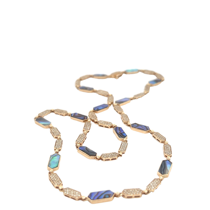 Abalone Link Necklace with Pavé Diamond