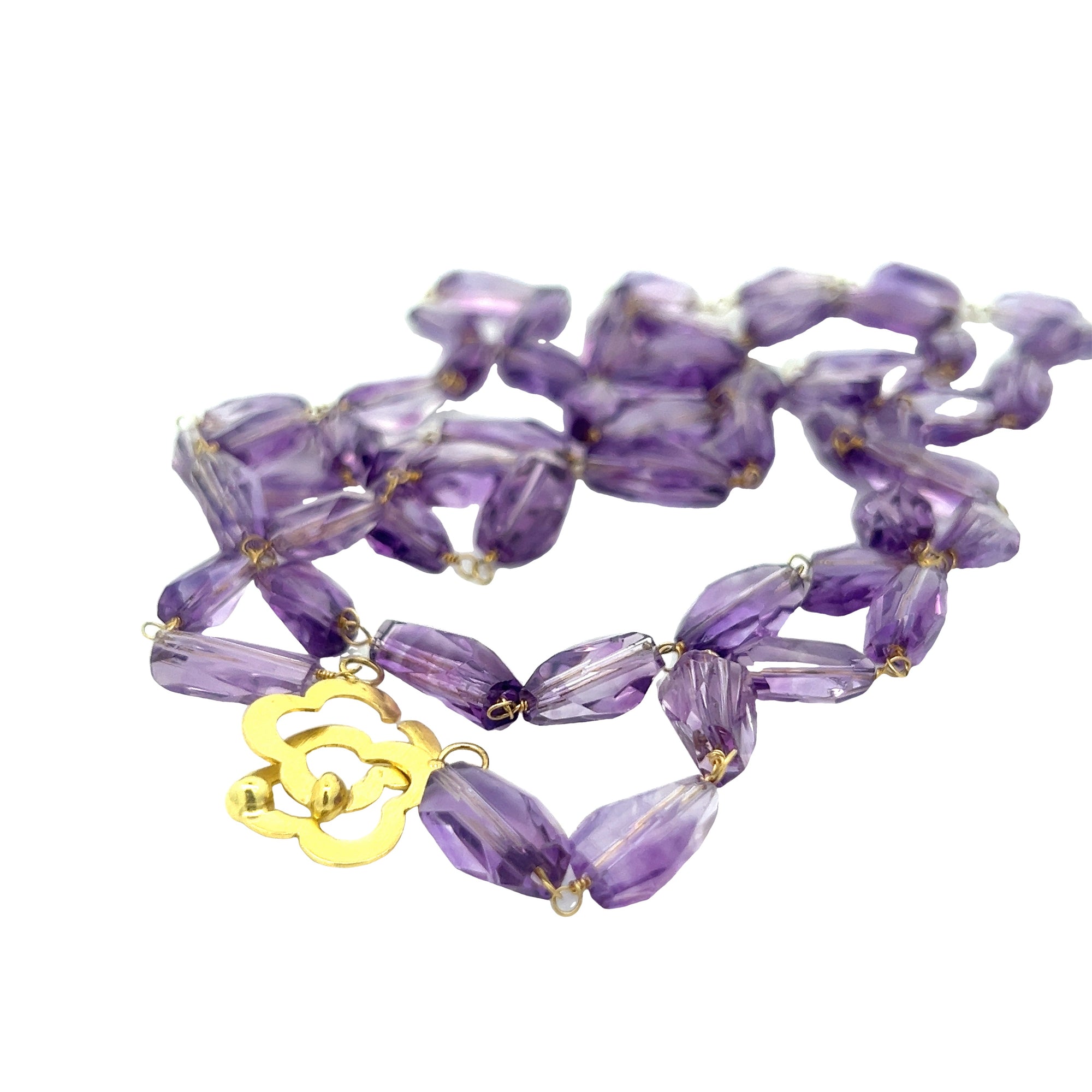 Amethyst and Royal Gold Long Necklace