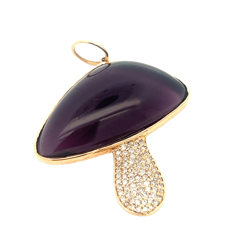 Amethyst Mushroom Pendant with Diamonds