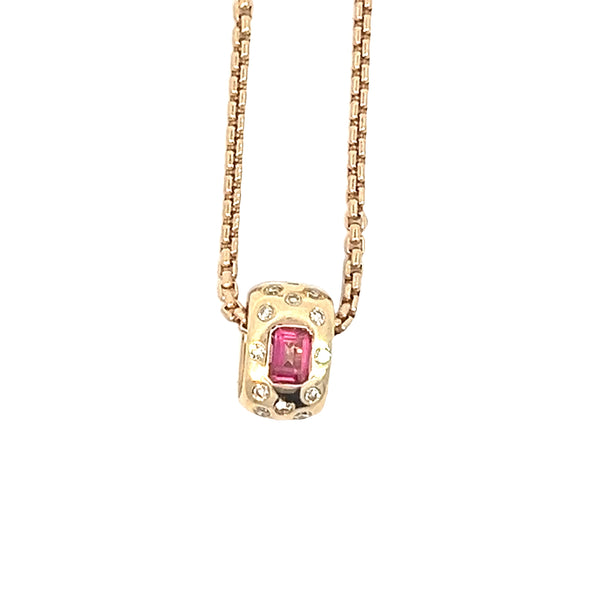 Ceylon Pink Sapphire and Diamond Slide Pendant