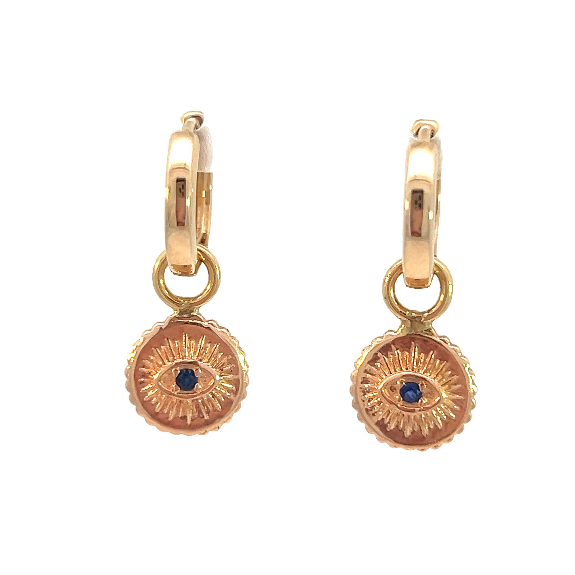 Mini Disk Eye Sapphire Earring Charms