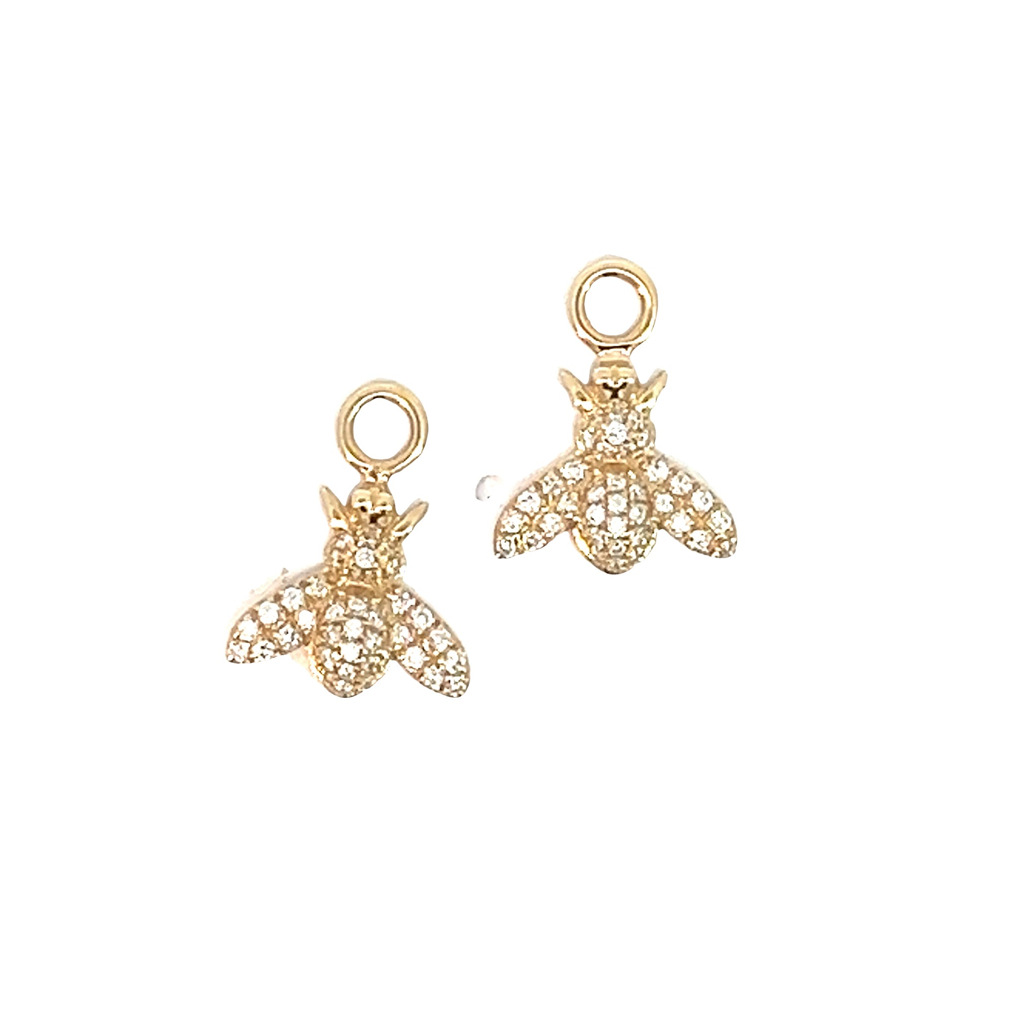 Yellow Gold and Diamond Bee Hoop Charms