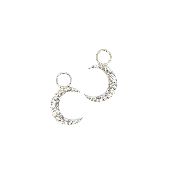 White Gold Crescent Moon Earring Charms