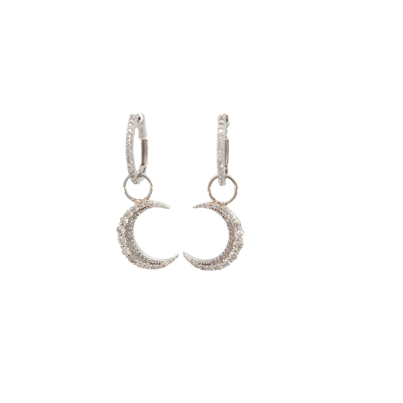 White Gold Crescent Moon Earring Charms