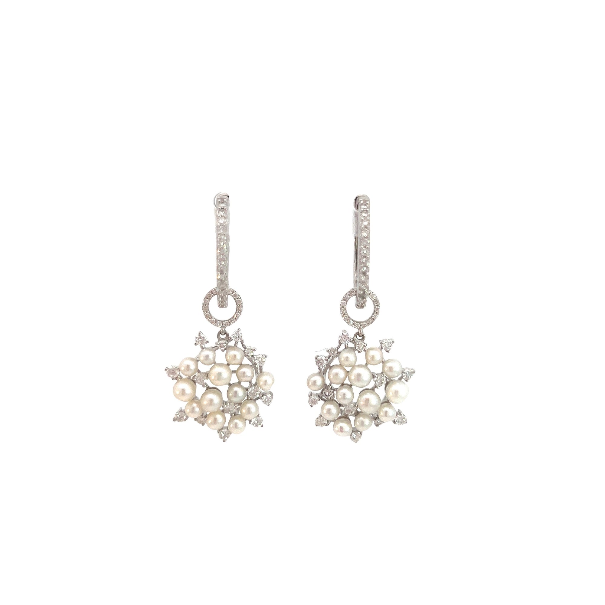 Pearl and Diamond Cluster Earring Charms