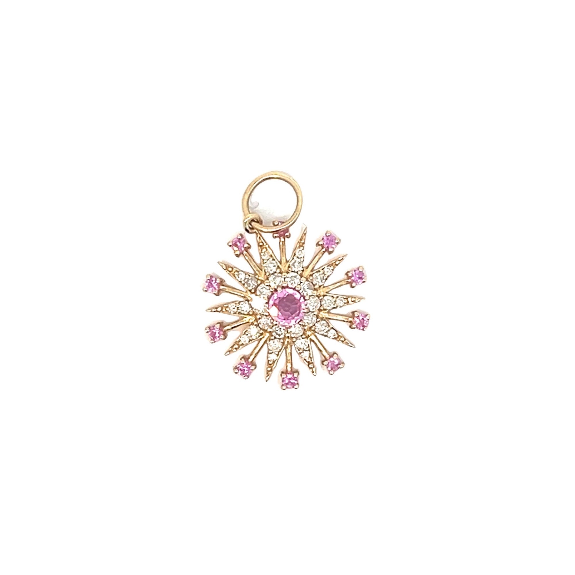 Pink Sapphire and Diamond Starburst Pendant