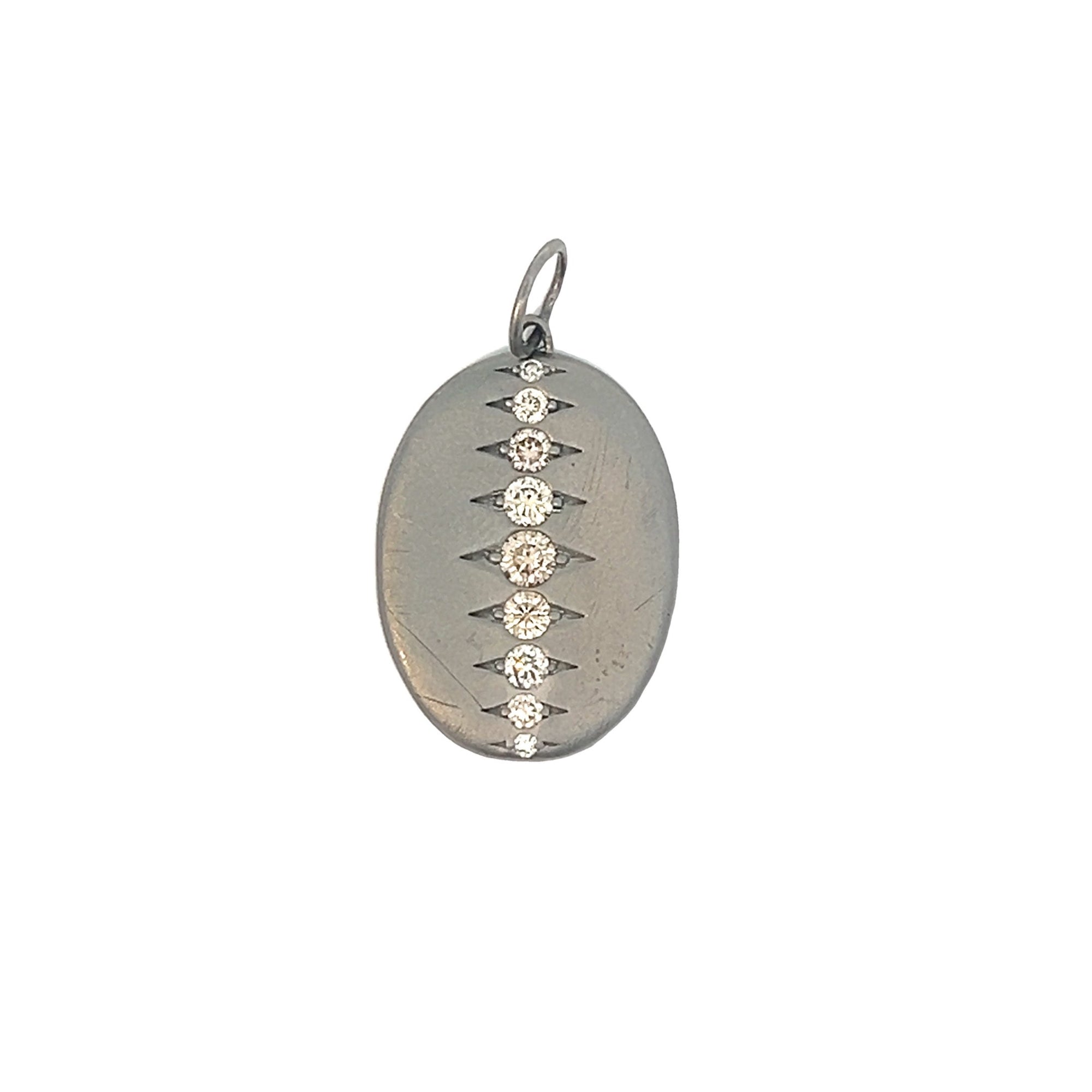 Oxidized Silver and Diamond Stitch Set Pendant